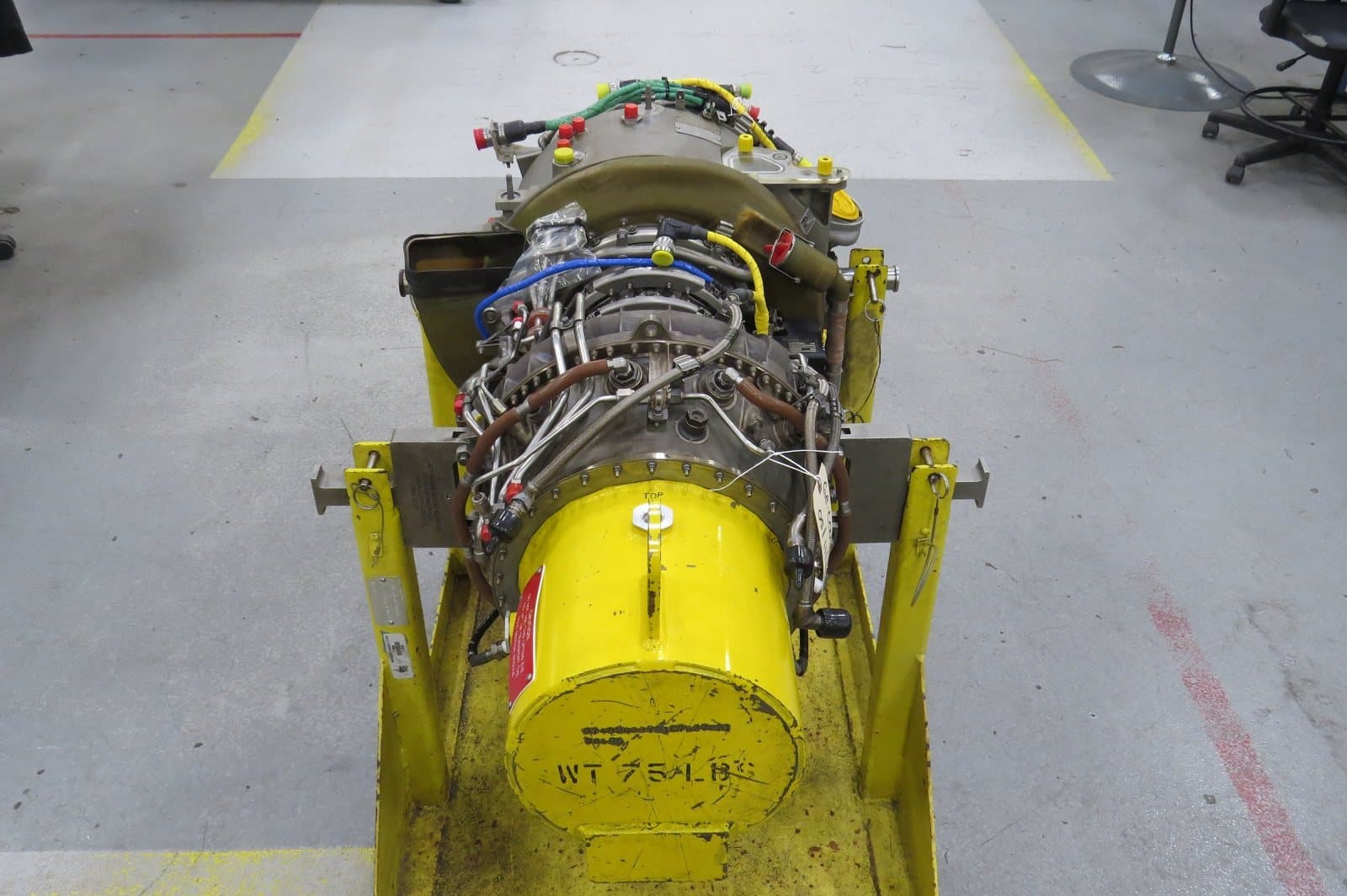 T700 cold-section module viewed end-on on its stand